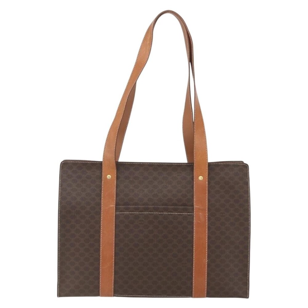 Celine Vintage Macadam Shopper Tote Canvas and Leather